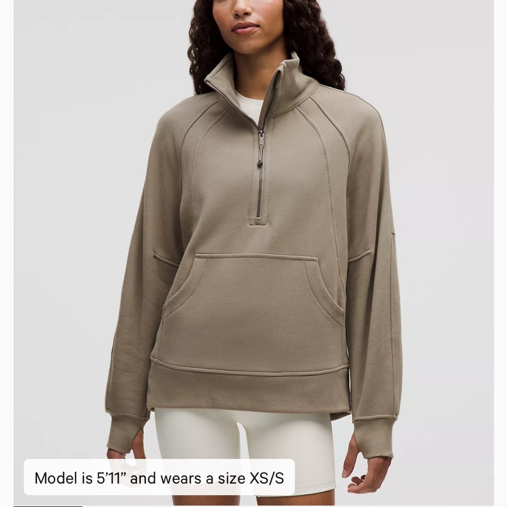 NWT Fall 2025 Lululemon Scuba Oversized Funnel-Neck Half Zip in Warm Ash Grey